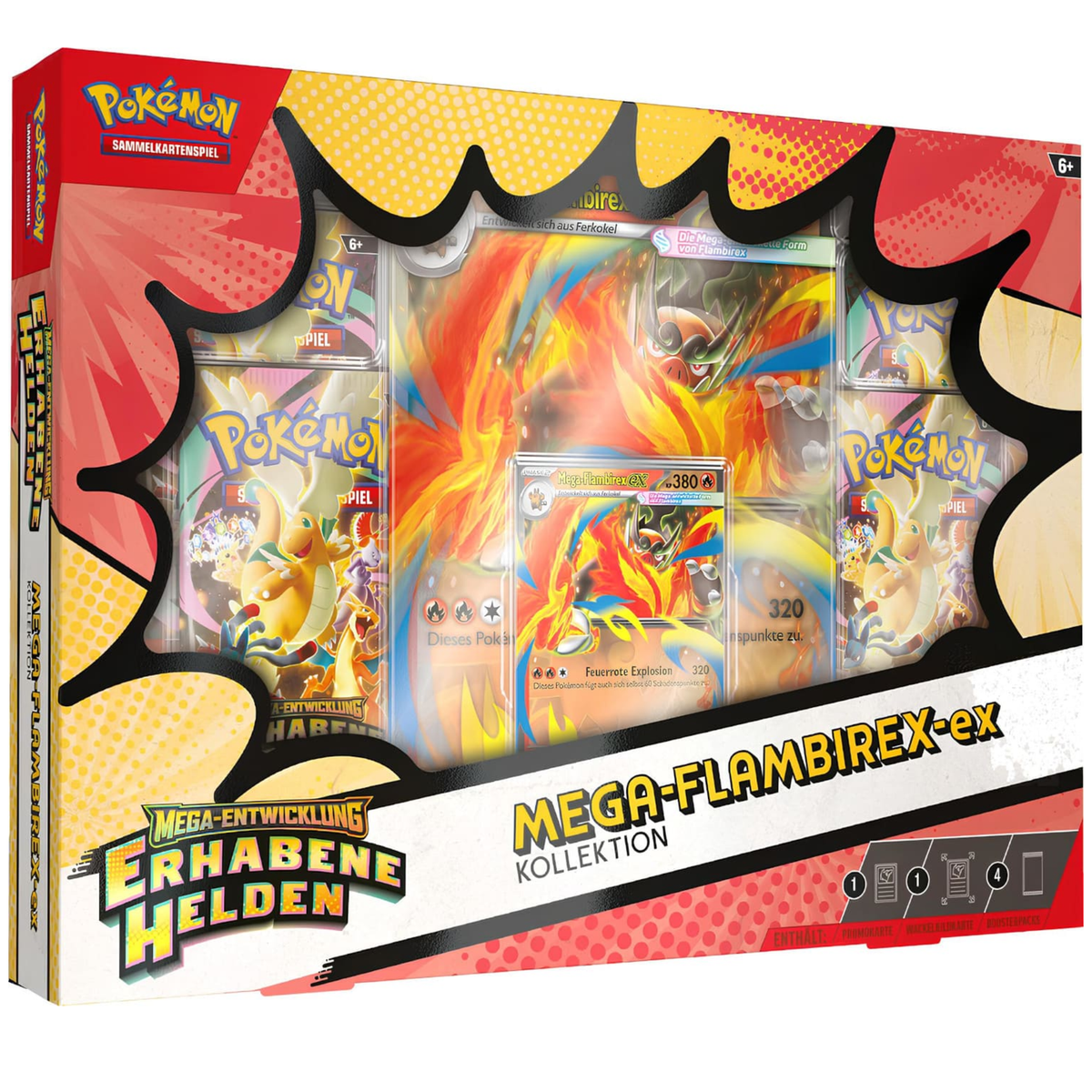 Pokémon Erhabene Helden – Mega-Flambirex-ex Kollektion, deutsche Ausgabe