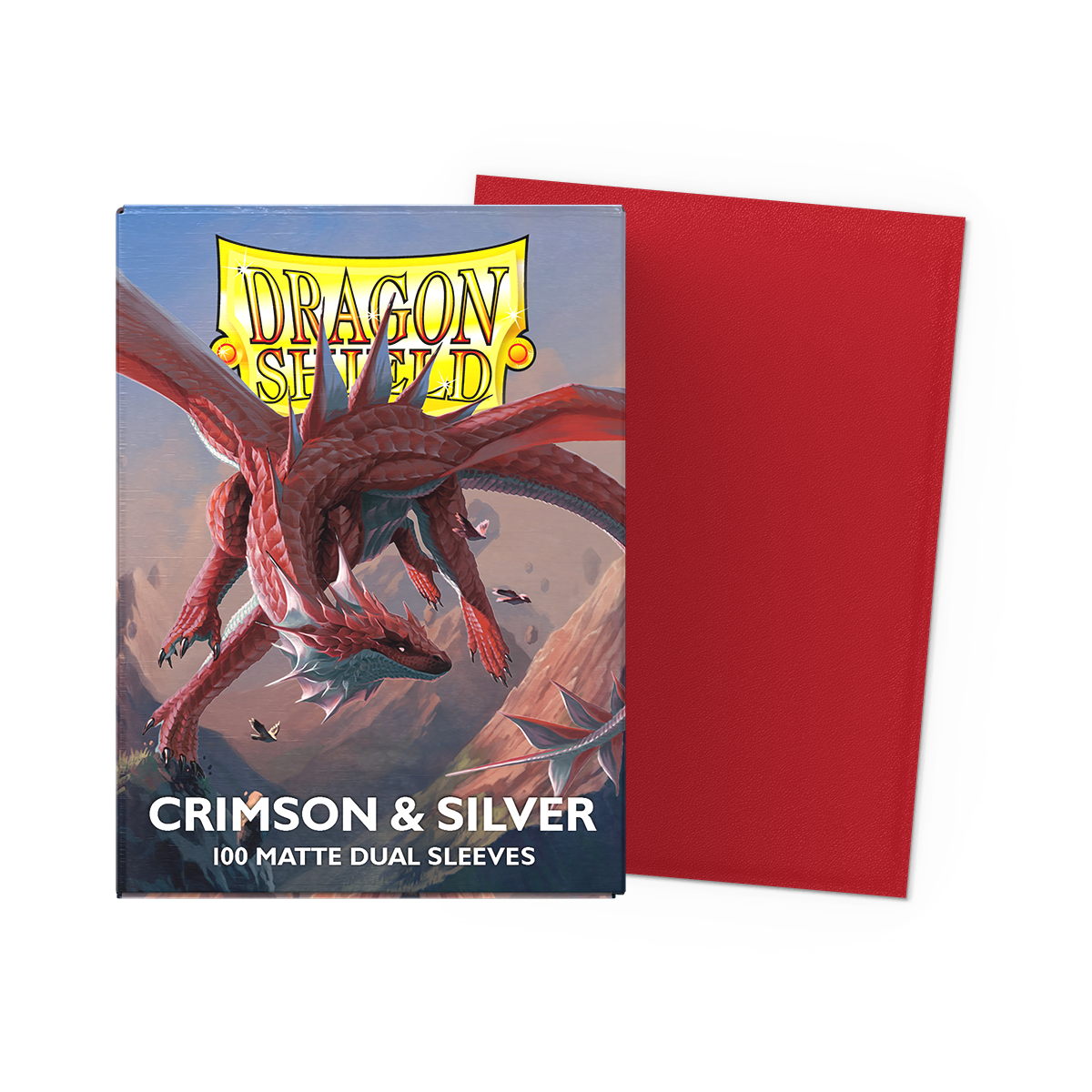 Dragon Shield Matte Dual Kartenhüllen - Crimson & Silver - 100 Stück - Produktansicht