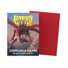 Dragon Shield Matte Dual Kartenhüllen - Crimson & Silver - 100 Stück - Produktansicht